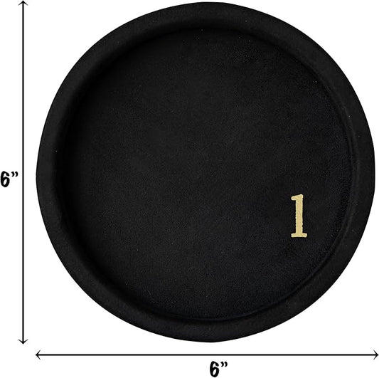 COLLECTIVE HOME - Velvet Jewelry Tray, 6" Monogrammed Jewelry Dish, Smooth Velour Display Dish for Rings, Earrings, Necklaces, Makeup, Personalized Gifts for Women (Black-l)
