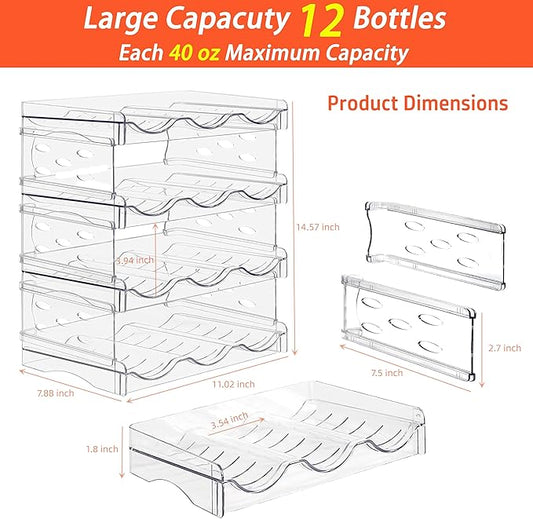 Baosia Stackable Wine Rack,Wine Bottle Holder for Inside Cabinet,for Pantry,Refrigerator,Countertop Organization-4 Tiers for 12 Bottles