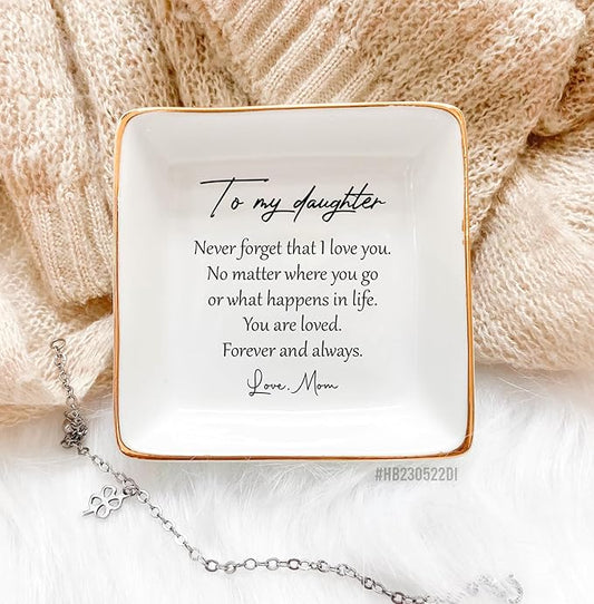 To My Daughter Gift, Ceramic Ring Dish For Girl Bride From Mom, Jewelry Dish, Jewelry Holder, Daughter Birthday Gift, Daughter Present, Wedding Gift, Mother And Daughter, Daughter In Law Gift
