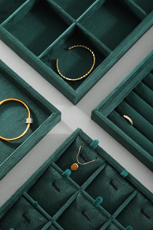 Earrings Organizer For Women, Velvet Jewelry Trays,Premium Rock Organizer,Luxury Earring Storage,Green Earring Case