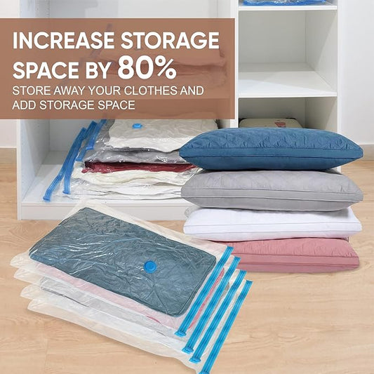 10 Small Vacuum Storage Bags with Travel Hand Pump, Small Vacuum Seal Bags for Clothing, Space Saver Bags for Clothes