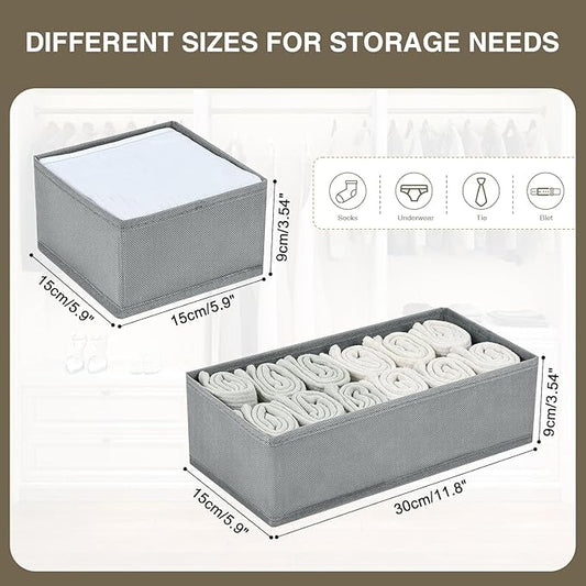DIMJ drawer organizers for clothing, 16 Pack, Gray