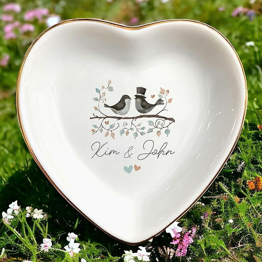 Wedding Ring Dish Jewelry Trinket Tray for Mother-in-law,Bridesmaid,Mother of the Bride/Groom-Engagement,Bridal Shower,Bachelorette Gifts for Couples,Mr. Mrs. (Wedding Custom 1)