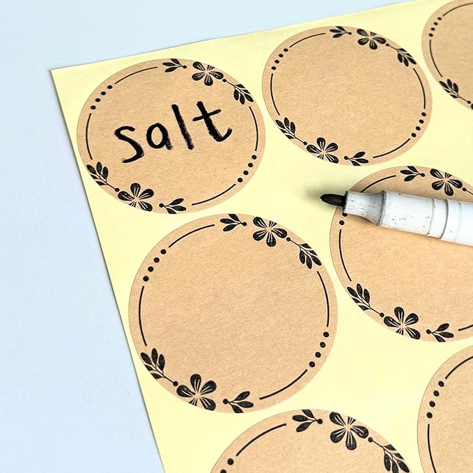 300 Pieces, 2 inch - Canning Labels for Mason Jars, Brown Kraft Jar Stickers to Write On