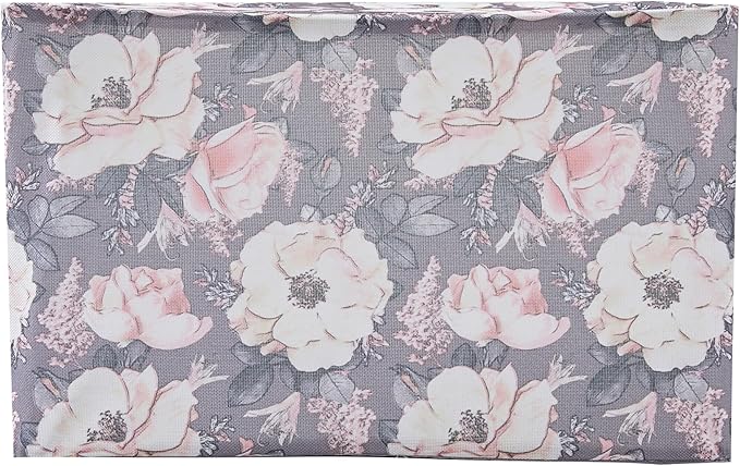 Periea 'Beau' Foldable Stackable Fabric Home Storage Boxes with Steel Frames - Set of 2 (Floral Grey, Small)