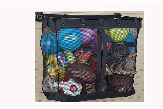HandiWall Large Mesh Basket for Ball and Sports Storage on Garage Slatwall Panels