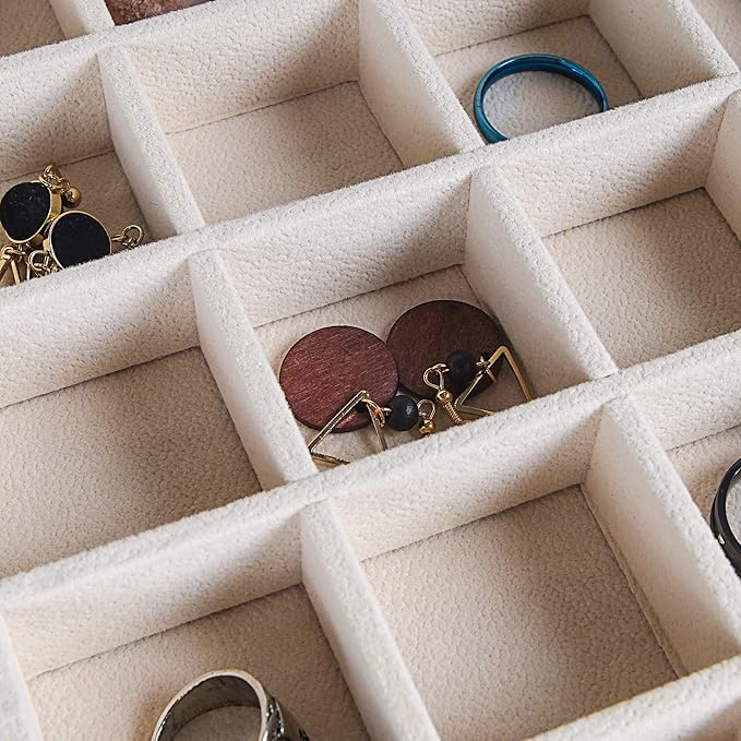 Frebeauty Earring Holder Organizer, 50 Slots Earring Organizer,2 Layer Jewelry Box for Earrings and Necklace,PU Jewelry Organizer,Jewelry Organizers and Storage(Black)