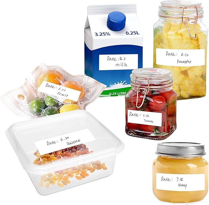 500 Blank Removable Freezer Labels Water Oil Resistant with Perforation Line for Food Containers Jars Pantry Organization