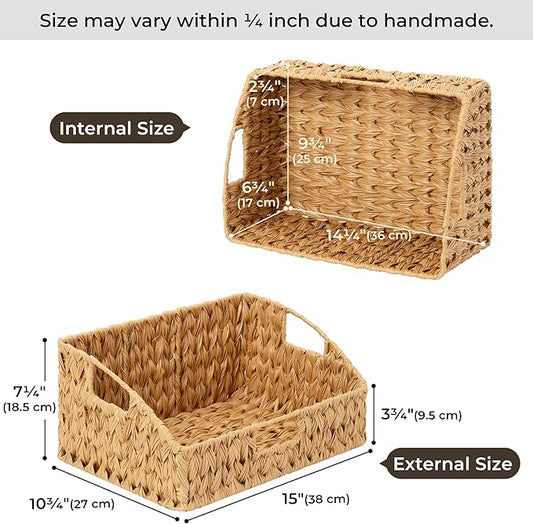 GRANNY SAYS Wicker Storage Basket for Shelves, Large Wicker Basket with Handles, Trapezoid Woven Baskets for Storage, Decorative Baskets for Home Decor, Natural