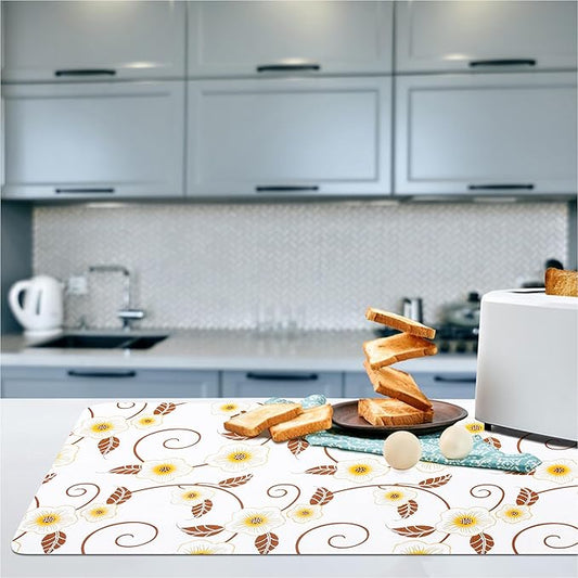 RAY STAR 18X96 Inch Shelf Liner for Kitchen Cabinets, Non-Adhesive Cabinet Liner Washable, PVC Drawer Liner for Dresser Non-Slip Bathroom (Yellow Flower)(5 Roll)