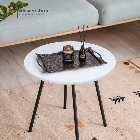 Alisveristime Ottoman Turkish Zamak Serving Tray with Traditional Motifs, Ideal for Coffee and Tea - Six Person Tray (14.5 x 9.85 in) (Copper)
