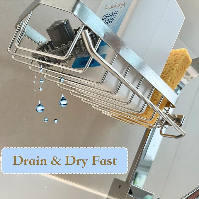 OSOVGO Sink Sponge Holder, Soap Holder Shower, Sink Drying Rack, Soap Container, Bathroom Organizers, Sponge Caddy, Kitchen Organization and Storage, Kitchen Rack, Bathtub Organizer (ROUND LEFT)