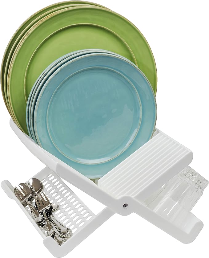 Hutzler Folding Dish Rack, White