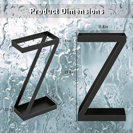 Umbrella Holder for Entryway, Metal Umbrella Stand with Drip Trays, Space-Saving Umbrella Holder, Umbrella Stands Rack, Walking Cane Stand, Black
