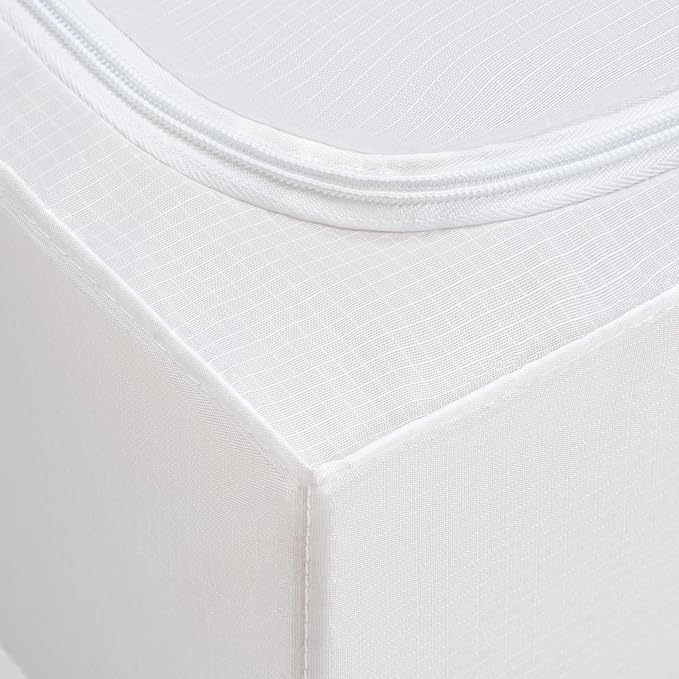 TYEERS Under Bed Storage Containers, Durable Fabric, Washable, Collapsible, Under Bed Storage Bins for Clothes, Blankets, Sheets, Shoes, 27.5x16.5x7 Inches, 2-Pack, White