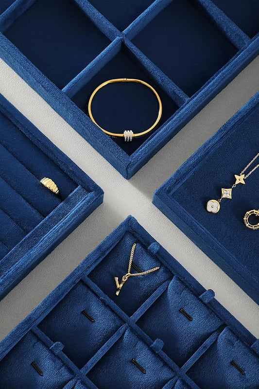Earring Organizer Tray, Velvet Jewelry Trays,Premium Rock Organizer,Luxury Earring Storage,Blue Earring Case