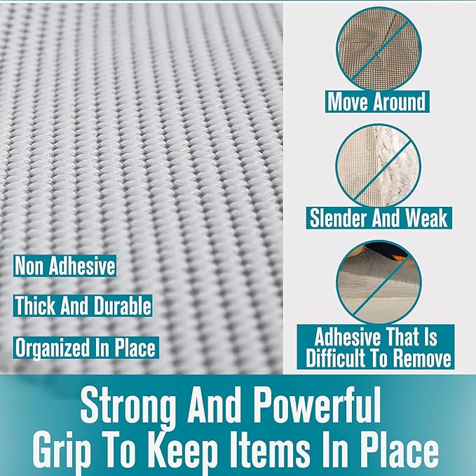 Drawer Shelf and Cabinet Liner, Thick Strong Grip, Non-Adhesive Liners Protect Kitchen Cabinets and Cupboard, Bathroom Drawers, Easy Install, Breathable Mat, 20 X 118 Inces, Black