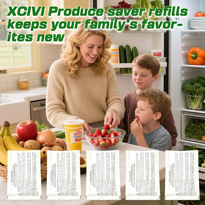 xcivi 5-Pack Produce Saver Refills Compatible with Frigidaire Pure Air Produce Keeper FRPAPKRF2PK FRPAPKRF, Fits Crisp Seal Fresh System Crisper Drawers, Refrigerator Produce Preserver Replacements