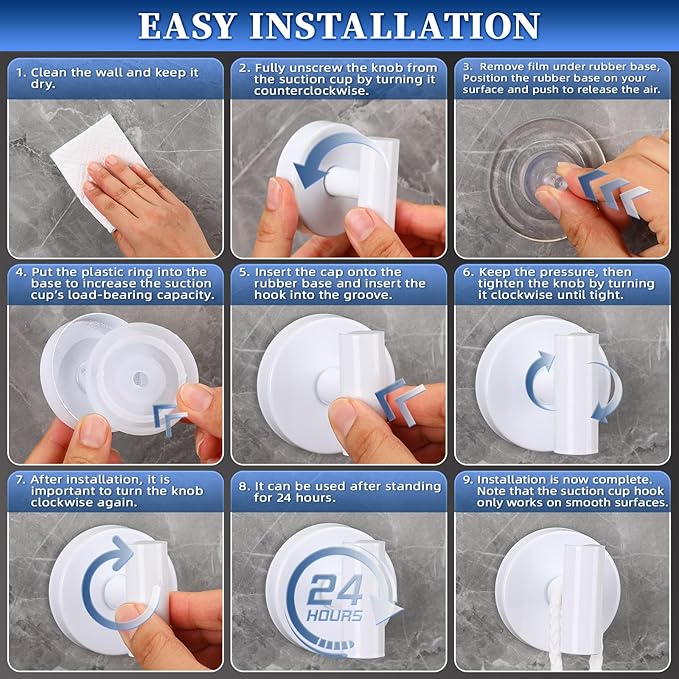 warlve Heavy Duty Reusable Suction Cup Hooks for Shower - No Drill Bathroom/Glass/Mirror/Tiles & Metal Surfaces,and Smooth Non-Porous Surfaces for Towels, Robes, Loofahs (2, White)