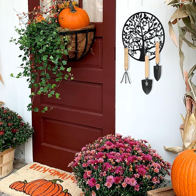 Round Decorative Home Key Holder Wall Mount, 2 Pack Metal Tree Car Key Rack for Wall Organizer for Keys, Wallets, Hats, Used for Decor for House Entryway, Kitchen, Garage, Office (12" Black)
