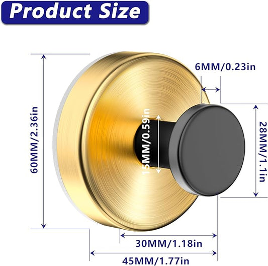 Suction Cup Hooks for Shower,Wreath Hanger for Front Door,Removable No Drill Towel Loofah Hooks,Upgraded 15 lbs Strong Suction for Bathroom,Wall,Glass,Stainless Waterproof- Black Gold 2 Pcs
