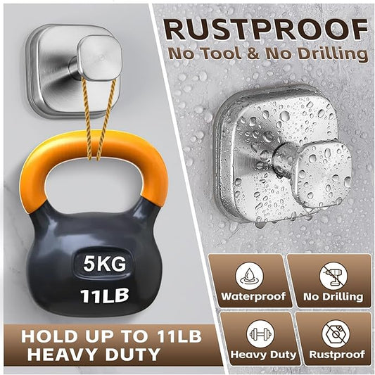 Supopular Heavy Duty Reusable Suction Cup Hooks for Kitchen/Bathroom/Shower - Wet-Proof Hooks for Towels, Robes, Loofah&Wreaths/No Drill Mounting on Glass, Tile, Metal (2, Brushed Nickel)