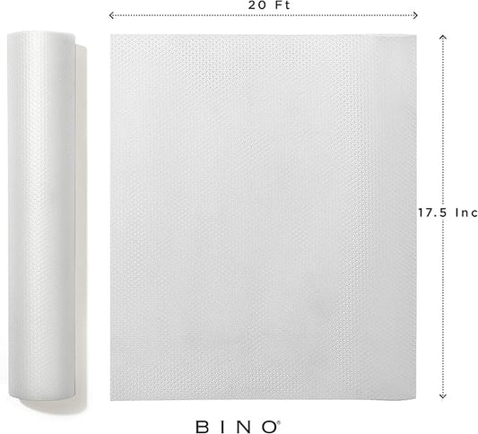 BINO | Non Adhesive Shelf Liner Roll - Dotted Clear, Non Slip Drawer and Shelf Liner for Kitchen Cabinets
