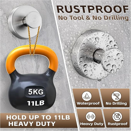 Supopular Reusable Heavy Duty Suction Cup Hooks for Kitchen/Bathroom/Shower - Wet-Proof Hooks for Towels, Robes, Loofah&Wreaths/No Drill Mounting on Glass, Tile, Metal (2, Brushed Nickel)