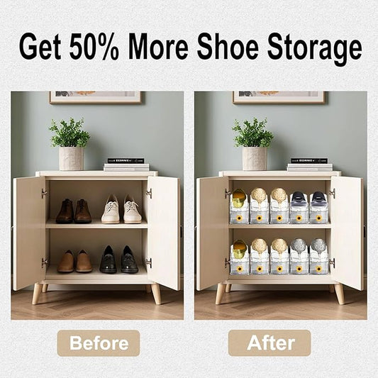 Clear Shoe Slot Organizers 20PACK Shoe Stacker Organizer for Closet Adjustable Shoes Rack Holders Zapateras Organizers