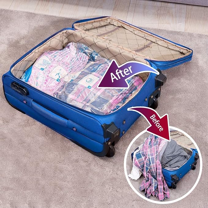 6 XXL Vacuum Storage Bags Jumbo, Space Saver Sealer Bags, fVacuum seal bags for clothing, Pillows, Comforters, Blankets, Bedding