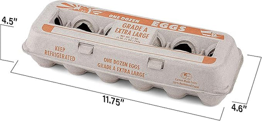 MT Products Printed Natural Pulp Egg Cartons 1 Dozen - Disposable Egg Storage Container (Pack of 25) - Made in the USA