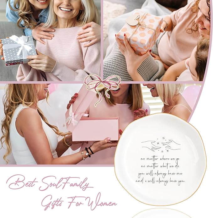 MQPPKJ Ceramic Jewelry Dish for Women - Unique Friendship Gifts with Inspirational Quote-No Matter Where We Go, No Matter What We Do, Gift for Bestie, BFF, Sister, Mother's Day, Birthday, Christmas