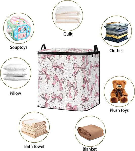 king comforter storage bag,clothes blanket bedding pillow quilt organizer for closet,fabric moving bags with portable handles and zipper 95L(2pack)