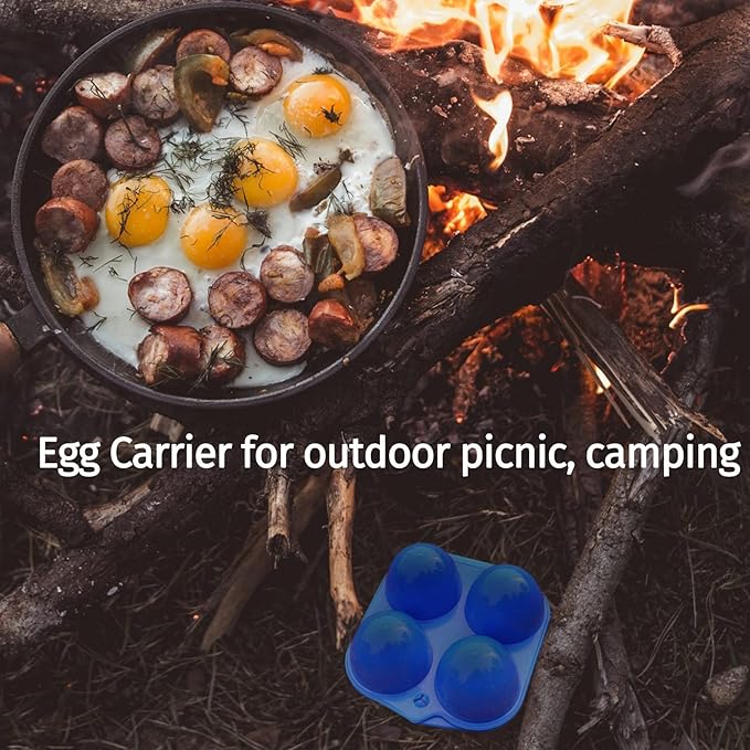 4 Grids Egg Holders, Egg Cartons For Refrigerator, Egg Storage Container, Shockproof Durable Refrigerator Egg Trays, Deviled Egg Tray Carrier with Lid, Egg Organizer Box for Fridge or Camping