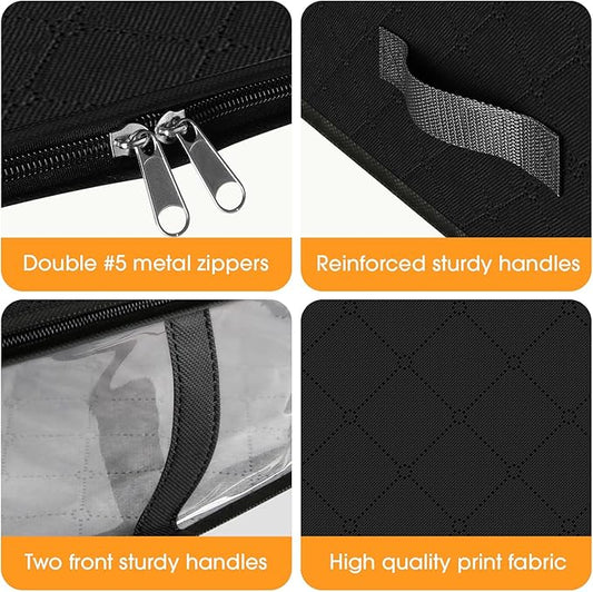 StorageRight Under Bed Storage Bins, 10-Pack 40L Foldable Fabric Storage Bags with Transparent Window, Breathable Organizer for Clothes/Blanket/Comforter/Quiltr, Black