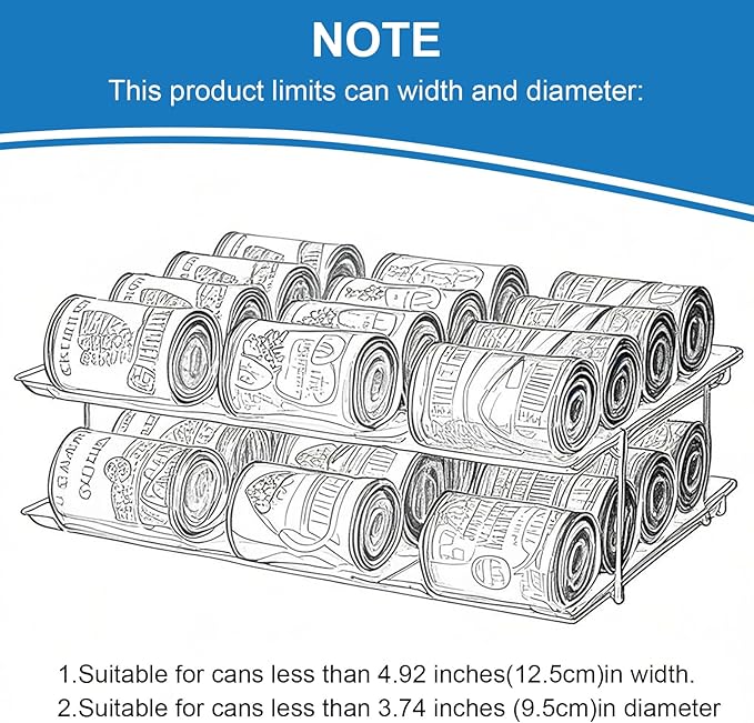 cjc Can Organizer for Pantry - 3 Sets 5 Tiers Pantry Organizer, Automatic Scrolling Can Holders for Effortless Pantry Storage-Holds 60 Cans/Clear