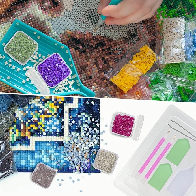 Guyuyii Bead Organizer Box - 30 Individual Small Clear Plastic Bead Organizers and Storage with Hinged Lid for Diamond Painting, Seeds & Jewelry - Portable Travel Container Set