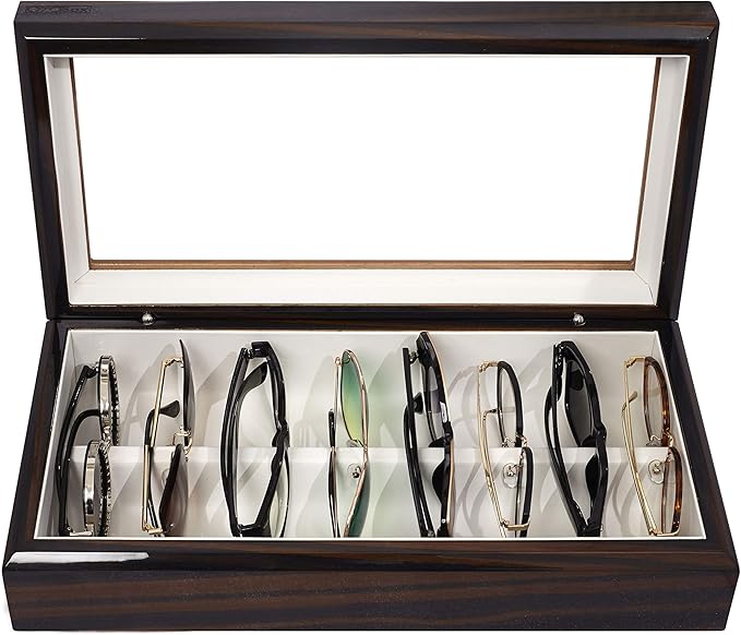 OYOBox Maxi Luxury Eyewear Organizer, Lacquered Wood Box for Glasses + Sunglasses
