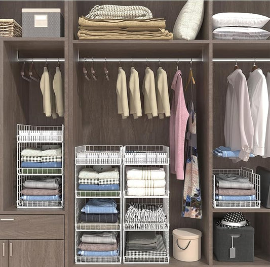 Closet Organizers and Storage Shelves for Clothes, Collapsible Stackable Storage Bins Organizer Baskets Containers Drawers for Truck Camper Closet RV Closets Pantries Cupboard Wardrobe
