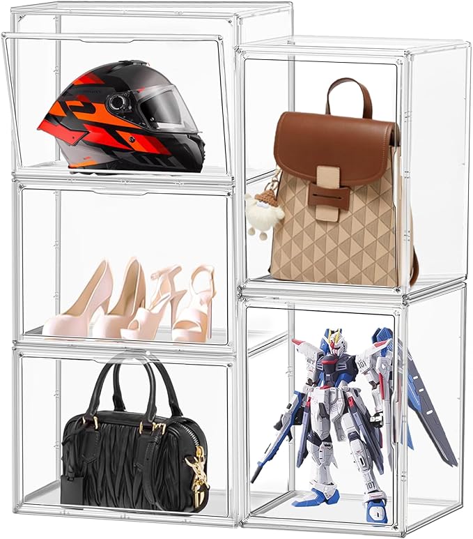 EZJOB 5 Pack XX-Large Acrylic Display Case Purse Organizer Clear Plastic Handbag Storage Organizer for Closet Storage Bins for Boots, Big Bag, Backpack,Collectibles, Cosmetic