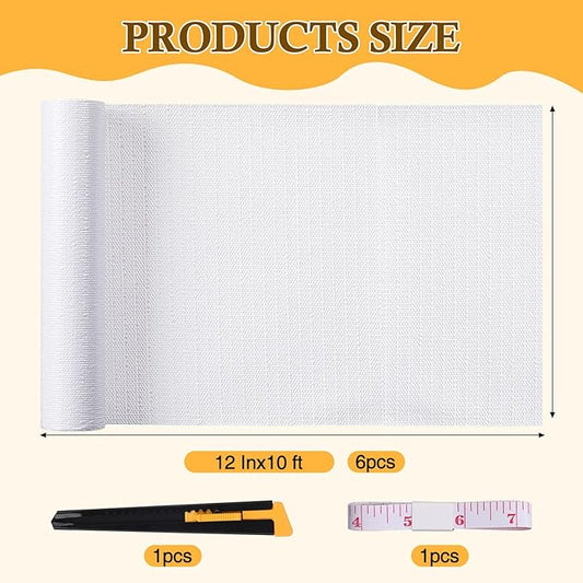 Tinideya 6 Rolls Shelf Liner for Kitchen Cabinet, Non Adhesive Non Slip Shelf Paper Waterproof Washable Easy to Cut Drawer Mat for Kitchens Cupboard Shelve Bathroom Protector Liner (12 Inx10 ft)