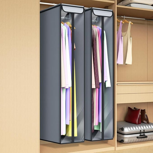 Univivi Garment Bags for Hanging Clothes 60", Hanging Garment Bags for Closet Storage with Large Clear Window, Garment Storage Bags for Suits, Coats, Dresses, 2 Pack