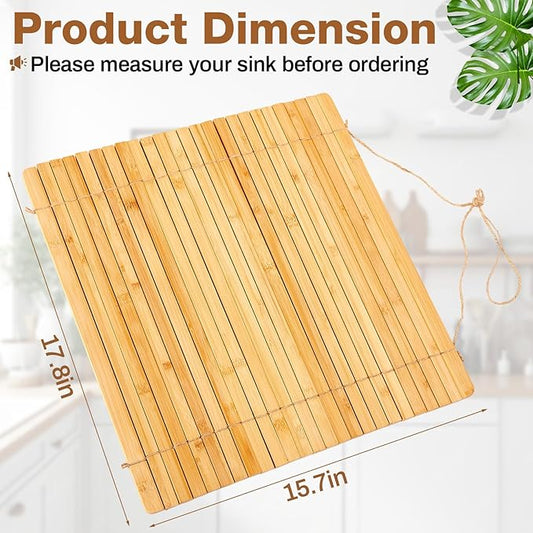 Maxdot Wooden Dish Drying Rack, 17.8 x 16 Inch Roll up Kitchen Over Sink Dish Drying Rack for Dishes, Plates, Bowls, Wooden Cover Counter Space, Crack Resistant Drainer, Kitchen Supplies(Natural)