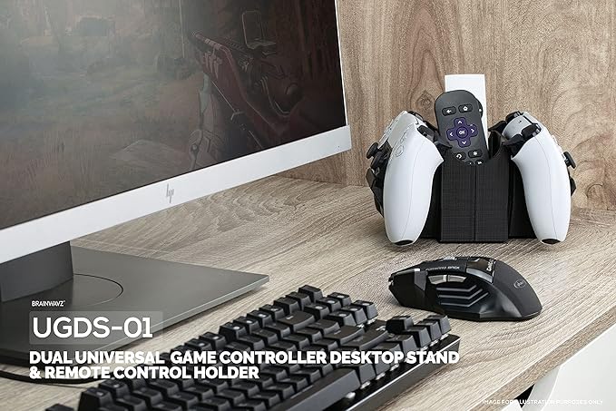 Dual Game Controller & Storage Desktop Holder, Universal Design for Xbox ONE PS5 PS4 PC Gamepads, Reduce Clutter, UGDS-01 by Brainwavz