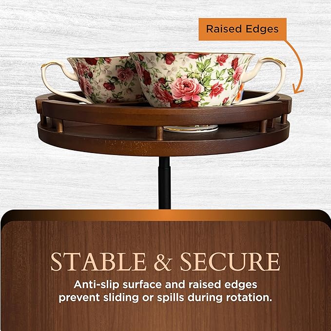 2 Tier Lazy Susan Organizer – 12" Bamboo Rotating Spice Rack Organizers with Adjustable Height Turntable for Cabinet, Pantry, Medicine Cabinet, Kitchen, Spinning Bathroom Counter Top Organizers