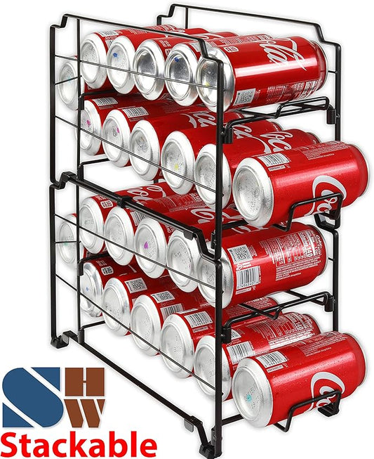 Simple Houseware Stackable Beverage Soda Can Dispenser Organizer Rack, Bronze - 2 Pack