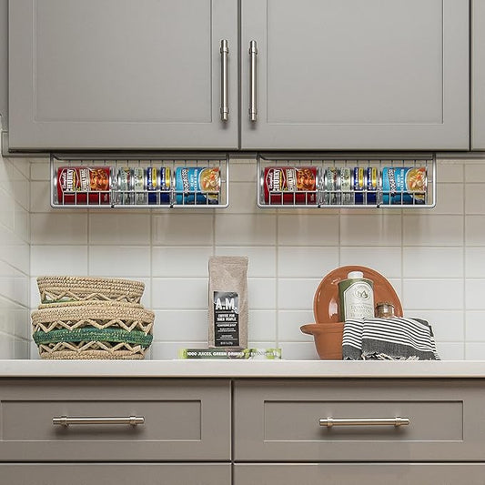 Sorbus Under Cabinet Can Organizer – Rolling Dispenser Rack for Canned Goods and Fruits, Fits Cabinets with 7/8" Thickness, Wire Shelf for Efficient Kitchen and Pantry Storage