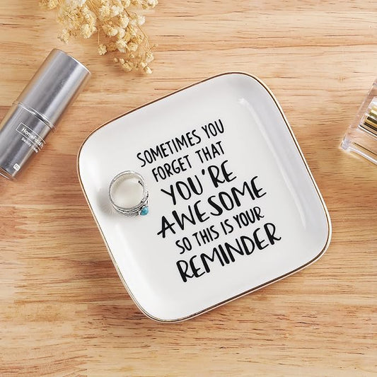 PUDDING CABIN Inspirational Gifts for Women Ring Dish You're Awesome So This is Your Remind Birthday Gifts for Women Unique, Friends Gifts for Her Mom Sister Coworker
