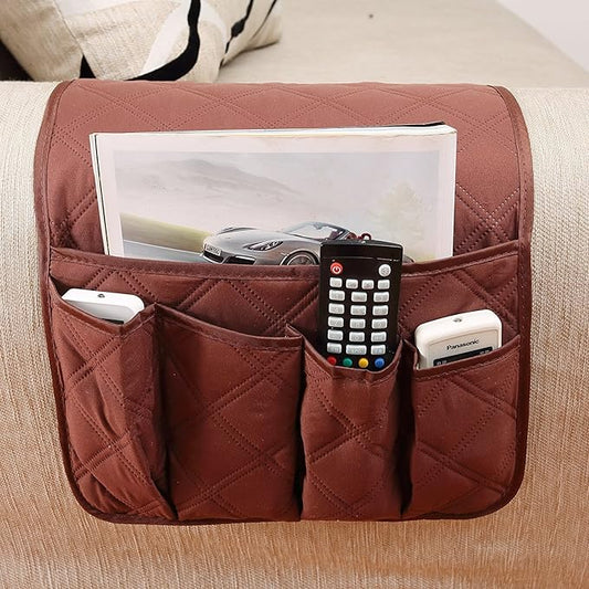 IPENNY Couch Sofa Armrest Organiser Chair TV Remote Holder Bed Storage Pocket Bag for Cellphone Tablet Notepad Book Magazines DVD Eyewears Drinker Snacks Holder Pouch
