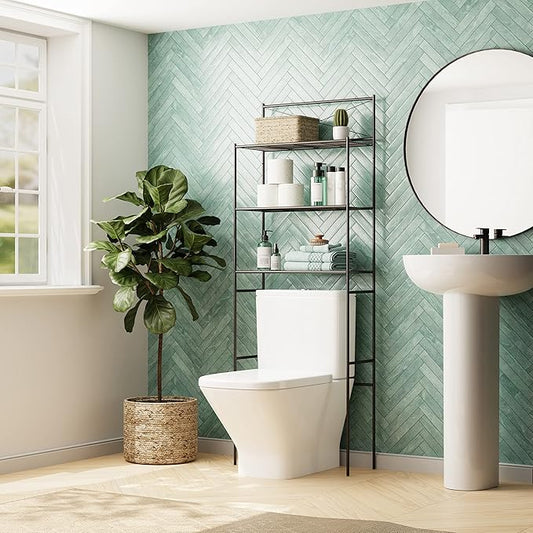 Zenna Home Over the Toilet Storage Shelf Space Saver, Behind Toilet Bathroom Organizer and Storage, Metal Bathroom Organizer with 3 Shelves, Oil Rubbed Bronze